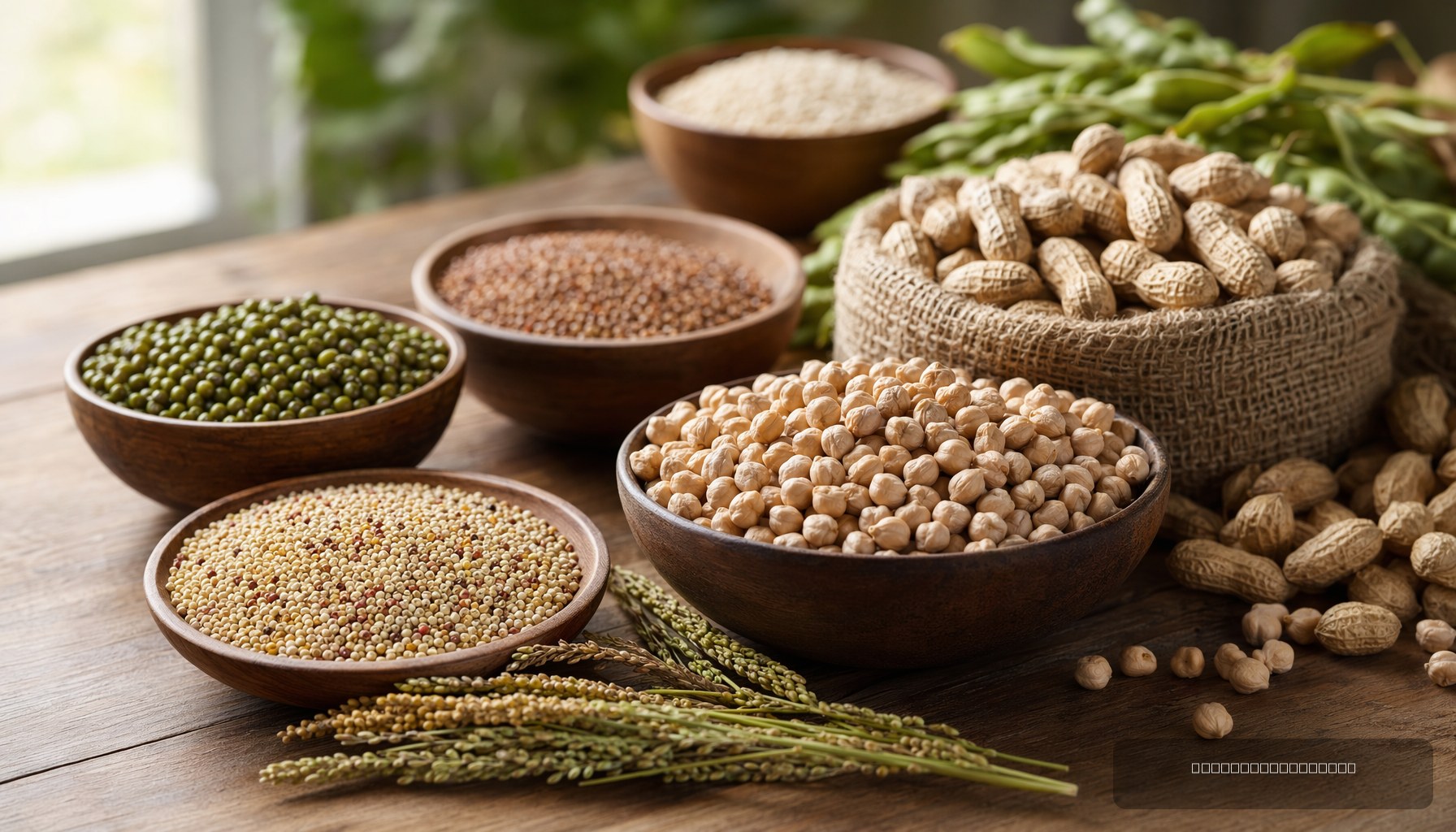 Jowar, maize and bengalgram grains representing Telangana's millet and pulse MSP procurement drive